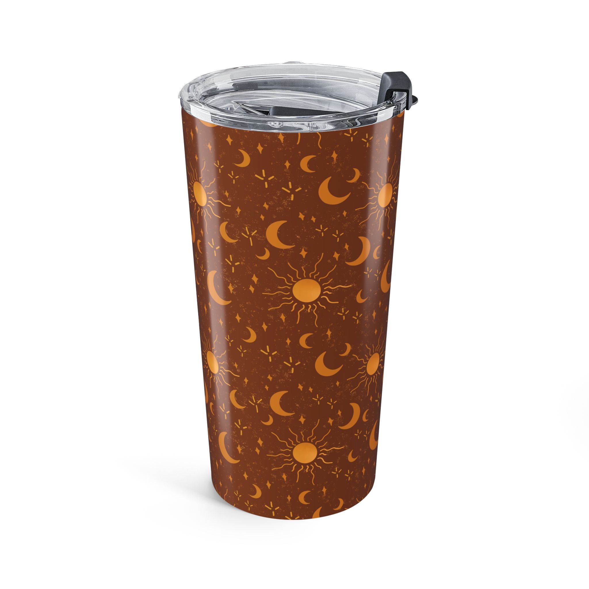 Celestial Sun & Moon 20oz Tumbler — Rust Brown Boho Astrology Travel Mug