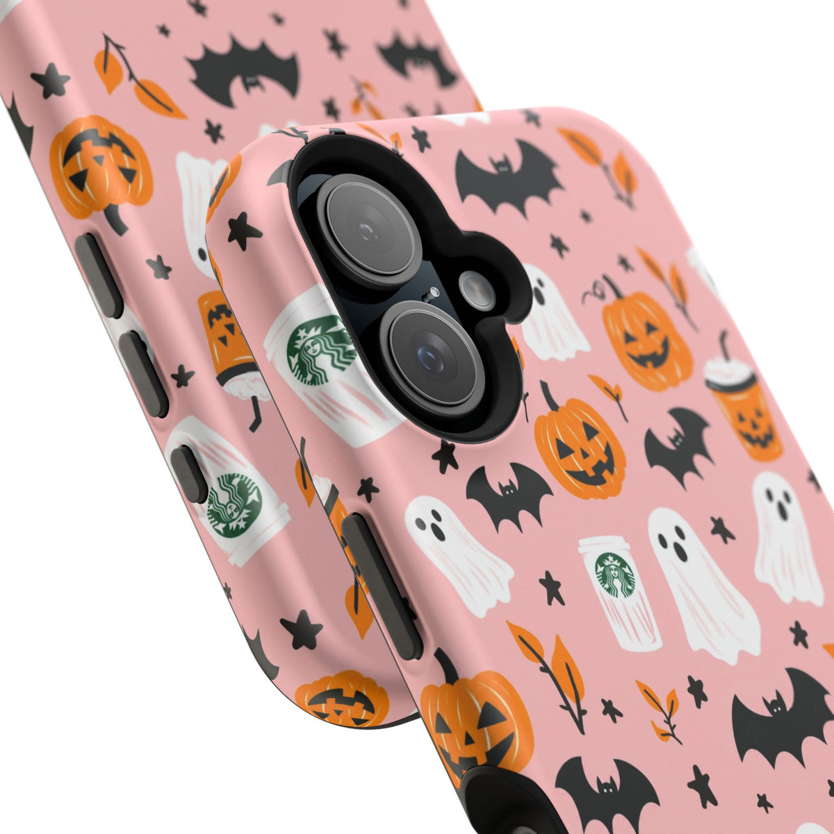 Halloween Cute Pattern Phone Case — Pink Ghosts, Pumpkins & Bats Magnetic Impact-Resistant