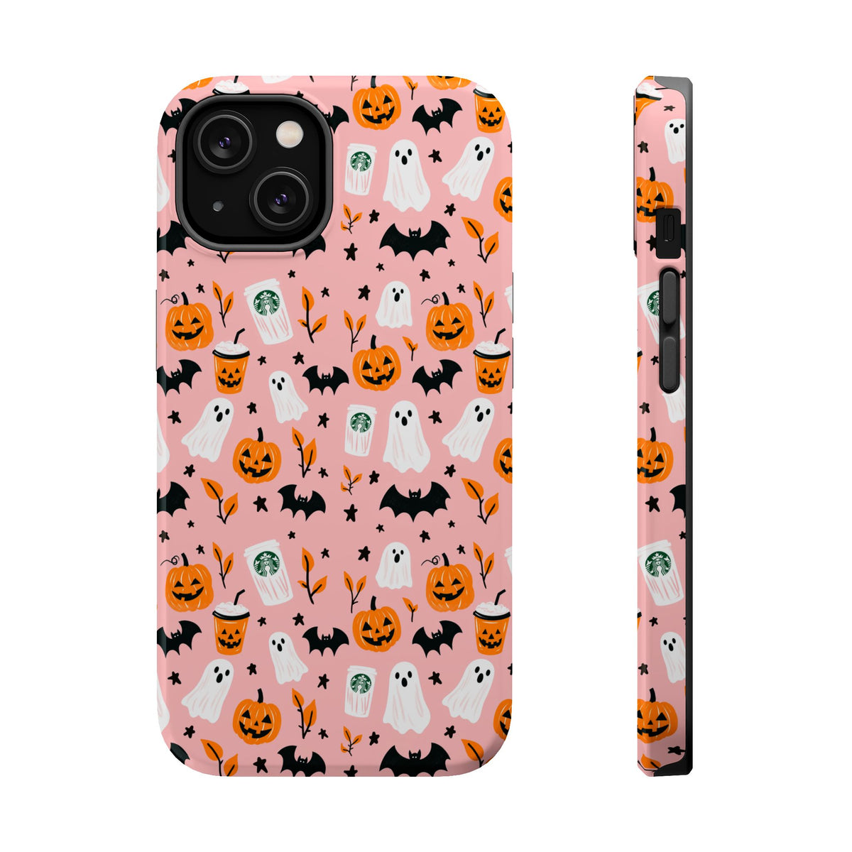 Halloween Ghosts & Pumpkins Magnetic Phone Case — Cute Pink Spooky Pattern
