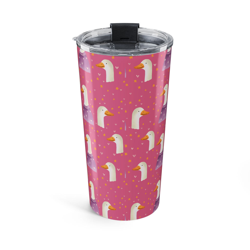 20oz Cute Duck Pattern Tumbler — Pink Bird Travel Cup