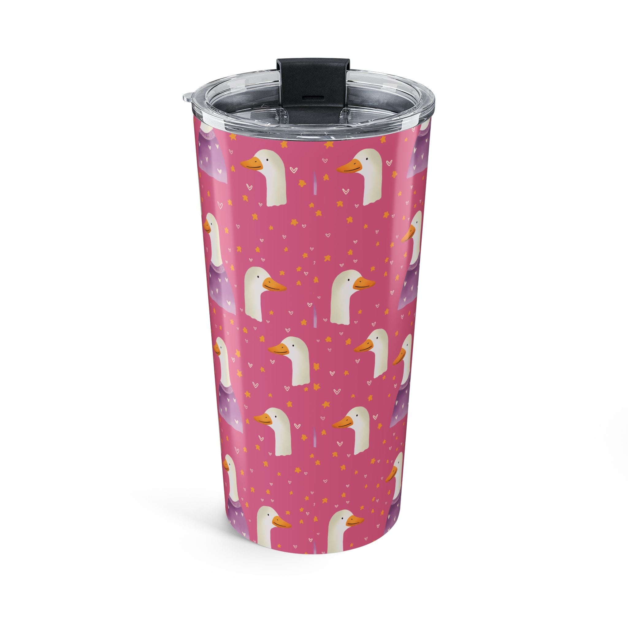 20oz Cute Duck Pattern Tumbler — Pink Bird Travel Cup
