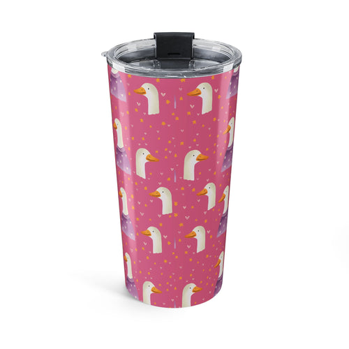 20oz Cute Duck Pattern Tumbler — Pink Bird Travel Cup