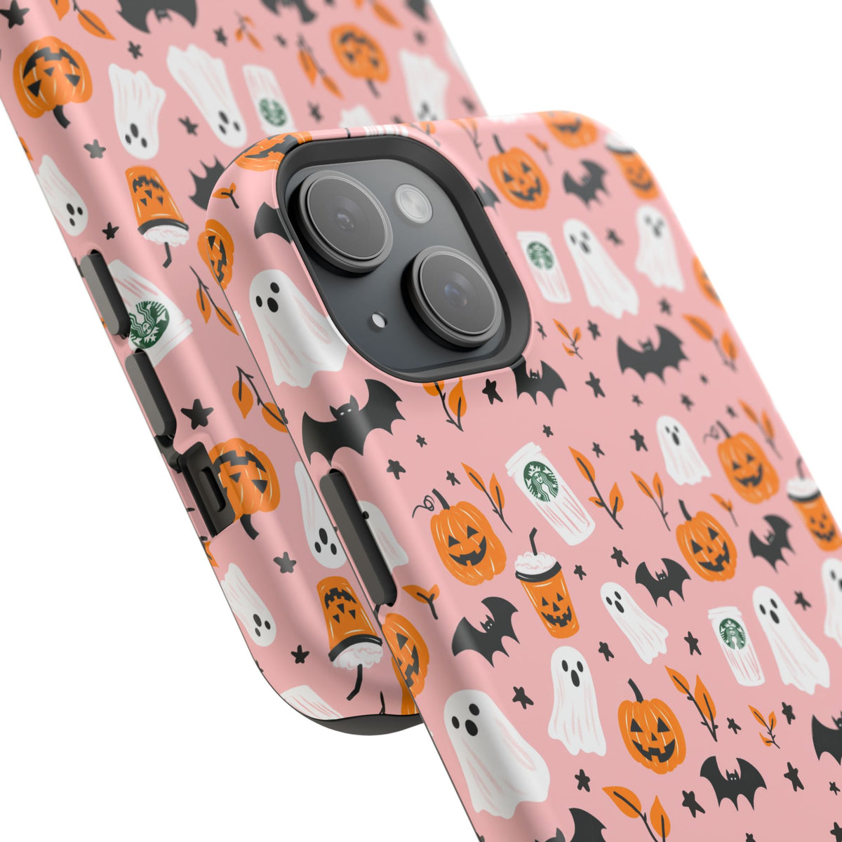 Halloween Ghosts & Pumpkins Magnetic Phone Case — Cute Pink Spooky Pattern