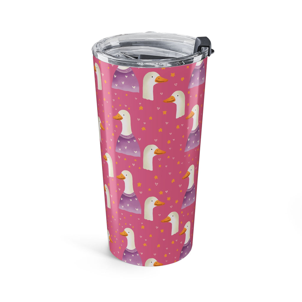20oz Cute Duck Pattern Tumbler — Pink Bird Travel Cup