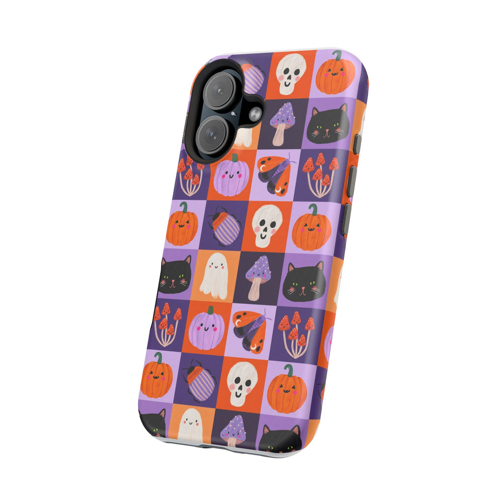 Halloween Pattern Magnetic Impact-Resistant Phone Case — Cute Pumpkins, Cats & Ghosts