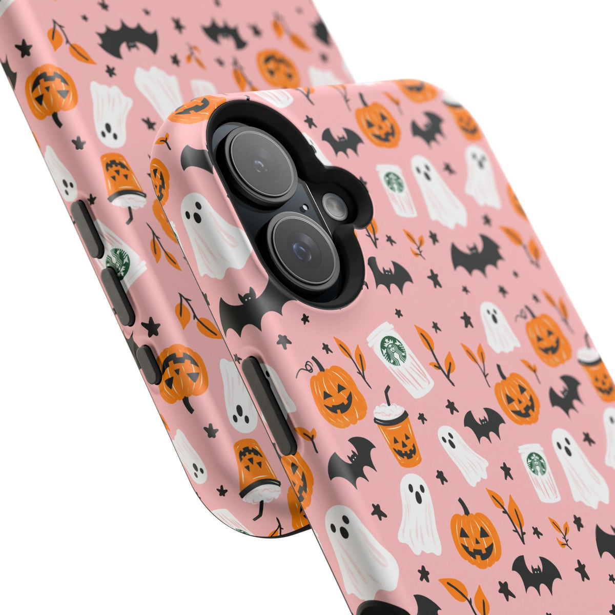 Halloween Ghosts & Pumpkins Magnetic Phone Case — Cute Pink Spooky Pattern