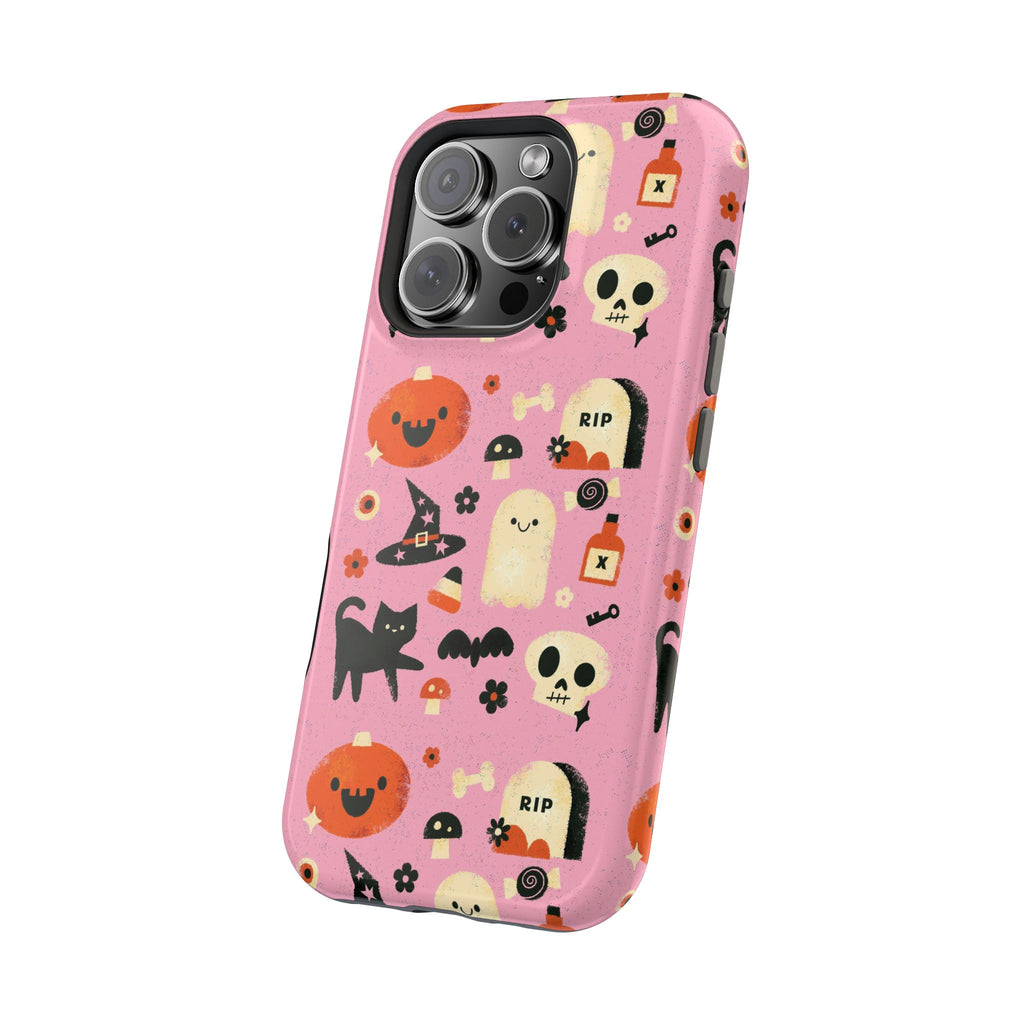 Cute Pink Halloween Magnetic Impact Phone Case — Ghosts, Pumpkins & Skulls
