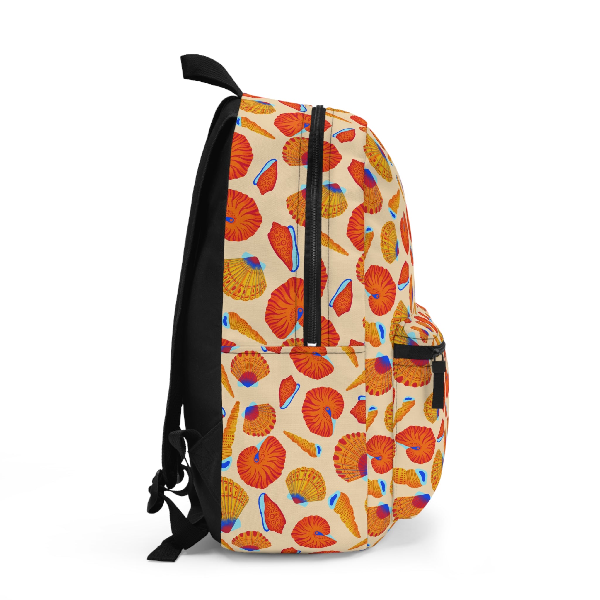 Autumn Seashell Backpack — Orange Nautical Beach Pattern Bag