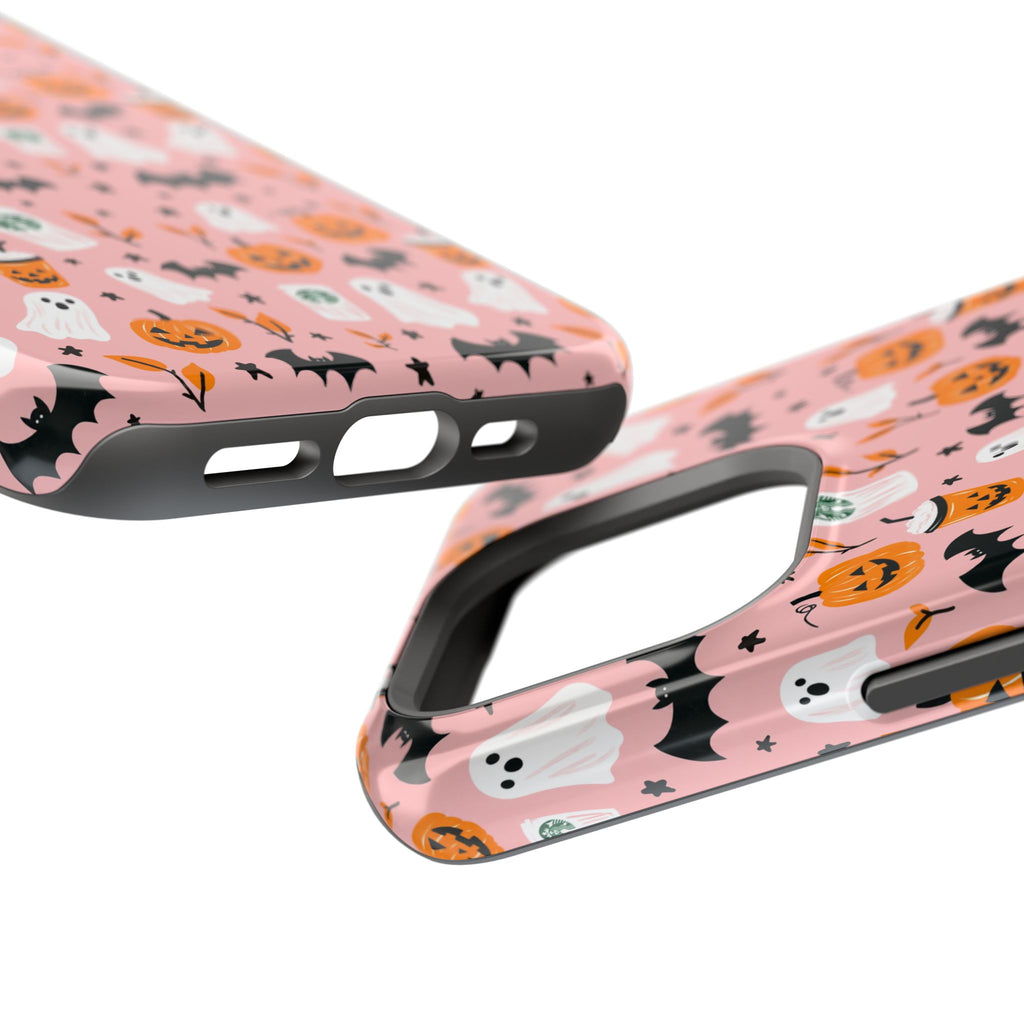 Halloween Ghosts & Pumpkins Magnetic Phone Case — Cute Pink Spooky Pattern