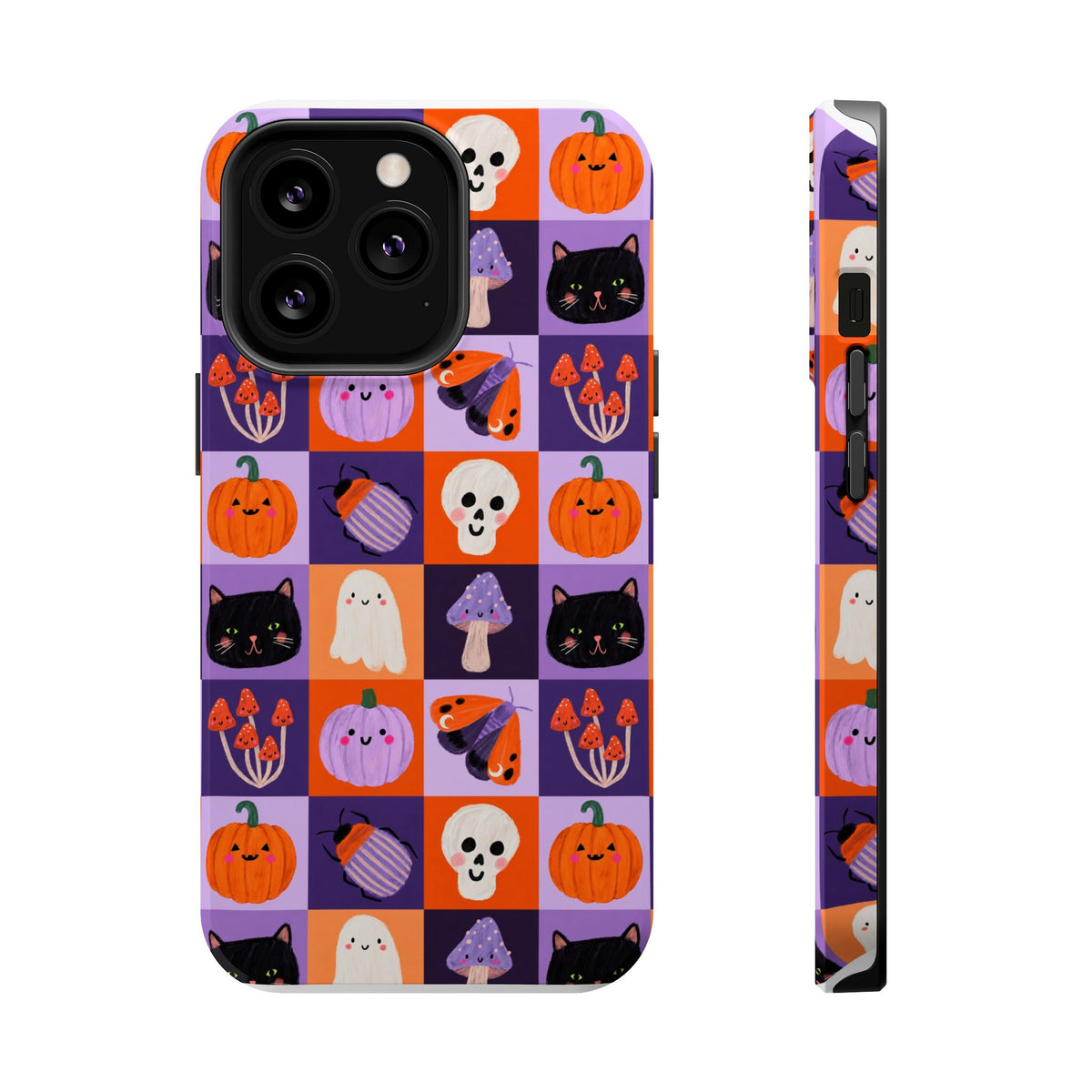 Halloween Pattern Magnetic Impact-Resistant Phone Case — Cute Pumpkins, Cats & Ghosts
