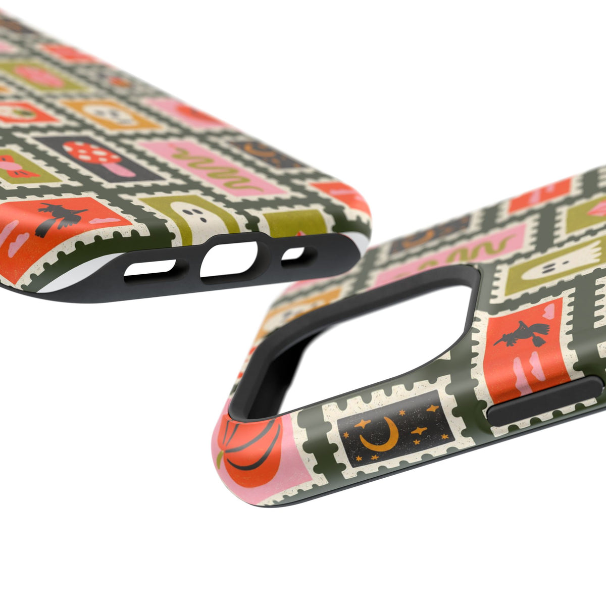 Halloween Stamp Pattern Phone Case — Cute Spooky Icons Magnetic Impact-Resistant Case