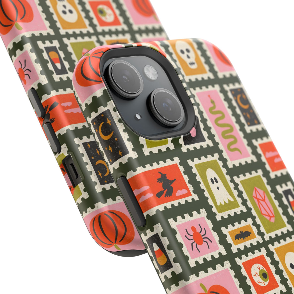 Halloween Stamp Pattern Phone Case — Cute Spooky Icons Magnetic Impact-Resistant Case