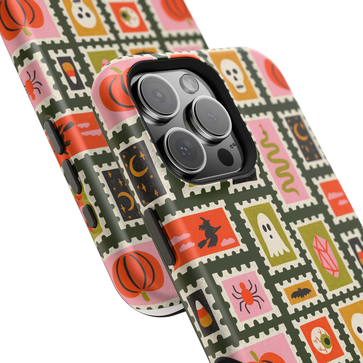 Halloween Stamp Pattern Phone Case — Cute Spooky Icons Magnetic Impact-Resistant Case