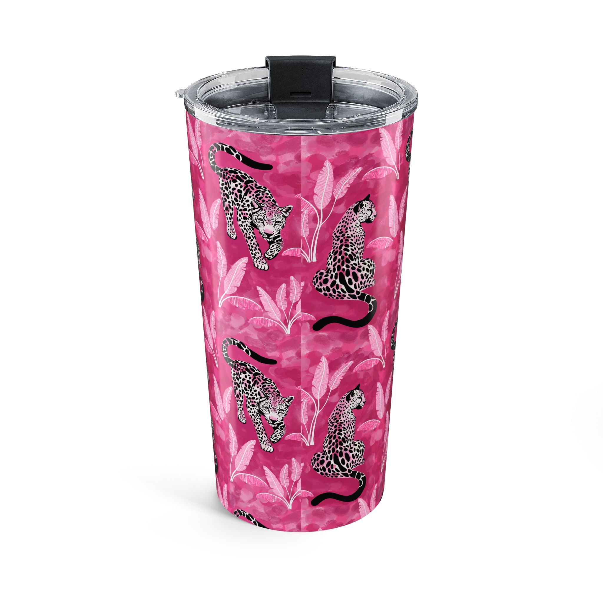 20oz Jaguar Print Tumbler — Pink Floral Insulated Travel Cup