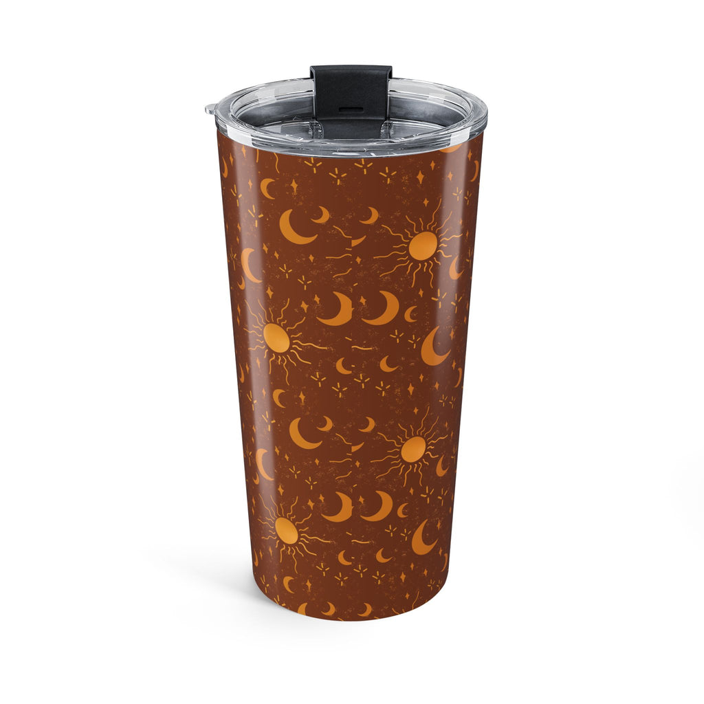 Celestial Sun & Moon 20oz Tumbler — Rust Brown Boho Astrology Travel Mug