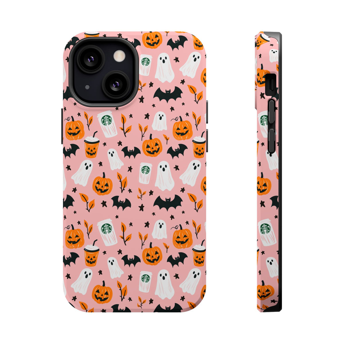 Halloween Ghosts & Pumpkins Magnetic Phone Case — Cute Pink Spooky Pattern