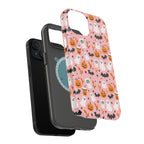 Halloween Ghosts & Pumpkins Magnetic Phone Case — Cute Pink Spooky Pattern