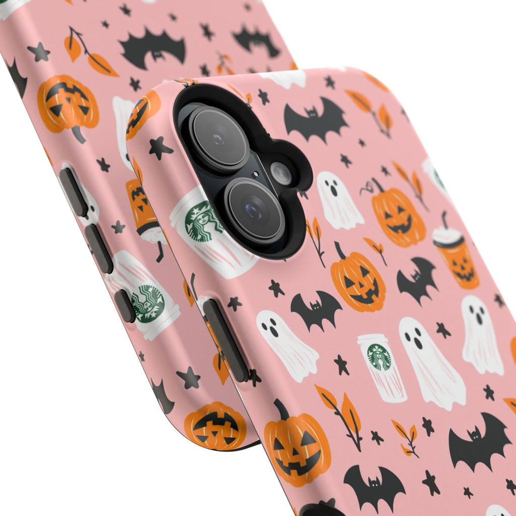 Halloween Cute Pattern Phone Case — Pink Ghosts, Pumpkins & Bats Magnetic Impact-Resistant