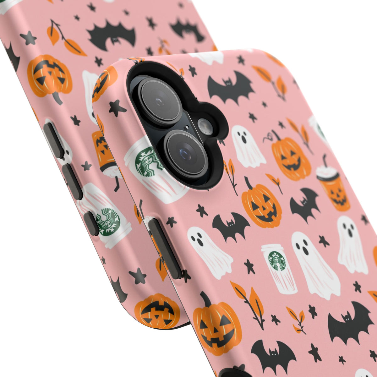 Halloween Cute Pattern Phone Case — Pink Ghosts, Pumpkins & Bats Magnetic Impact-Resistant