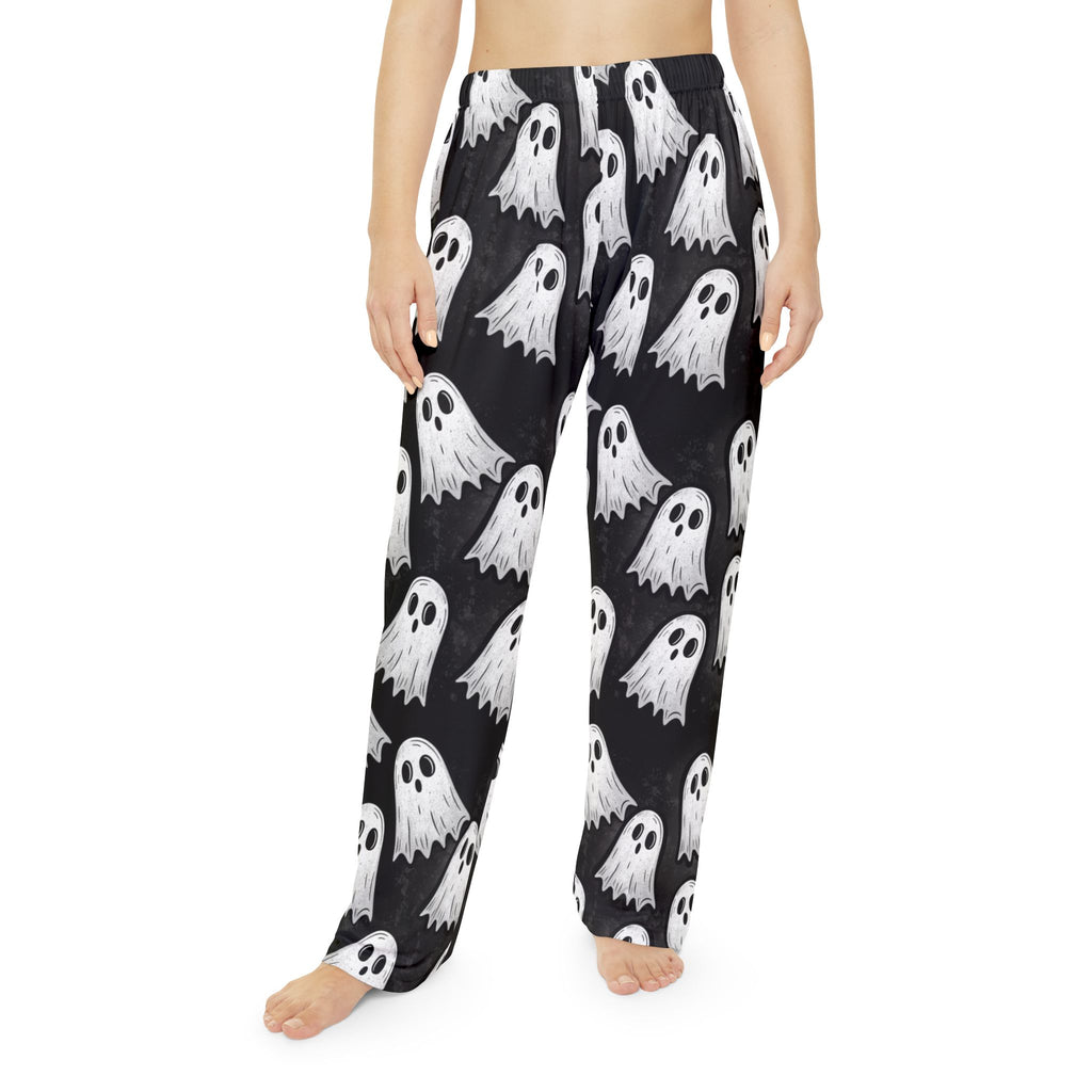 Ghost Print Pajama Pants — Women's Halloween Lounge Pants