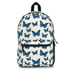 Blue Butterfly Pattern Backpack — Floral Nature School Bag