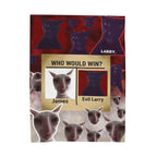 Manta de felpa de terciopelo — Manta con diseño de meme de gato "Who Would Win? James vs Evil Larry"