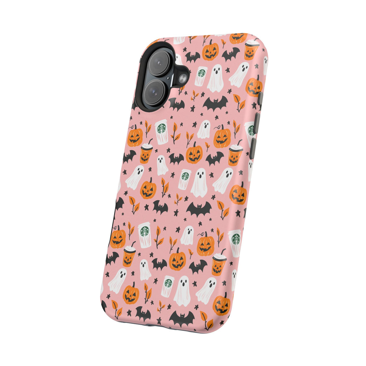 Halloween Ghosts & Pumpkins Magnetic Phone Case — Cute Pink Spooky Pattern
