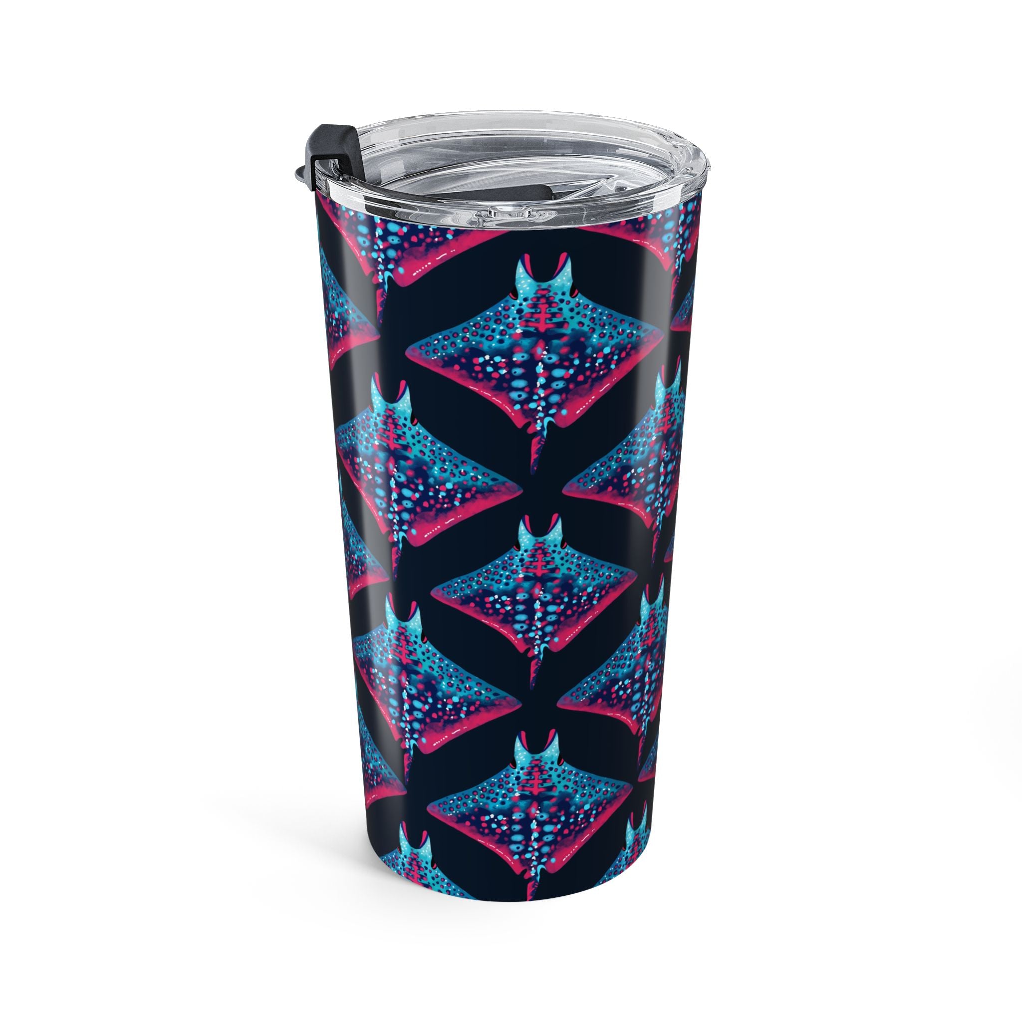 20oz Tumbler — Neon Manta Ray Pattern Stainless Travel Cup