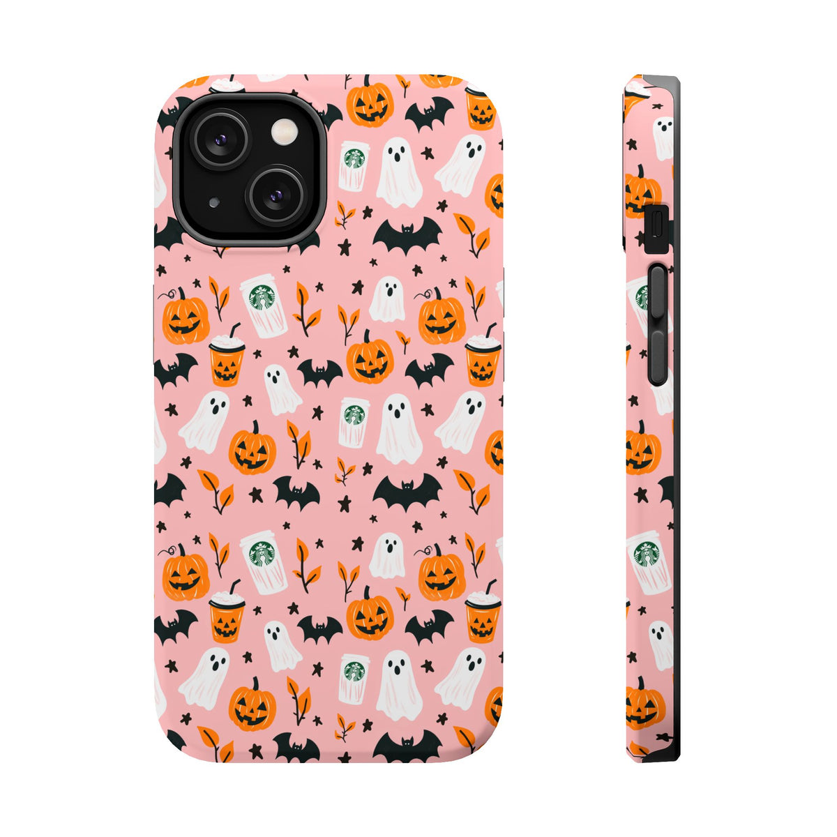 Halloween Ghosts & Pumpkins Magnetic Phone Case — Cute Pink Spooky Pattern