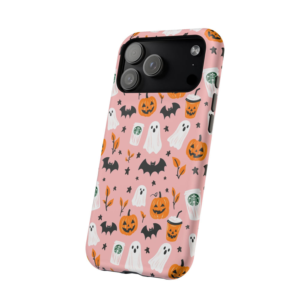 Halloween Cute Pattern Phone Case — Pink Ghosts, Pumpkins & Bats Magnetic Impact-Resistant