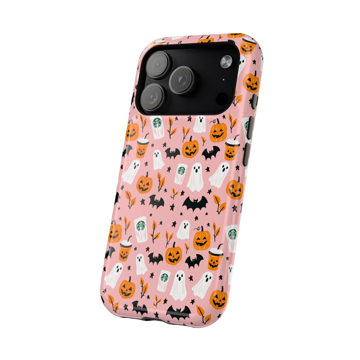 Halloween Ghosts & Pumpkins Magnetic Phone Case — Cute Pink Spooky Pattern
