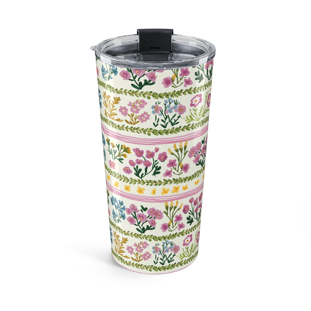Floral Stripe 20oz Tumbler – Pastel Garden Travel Cup
