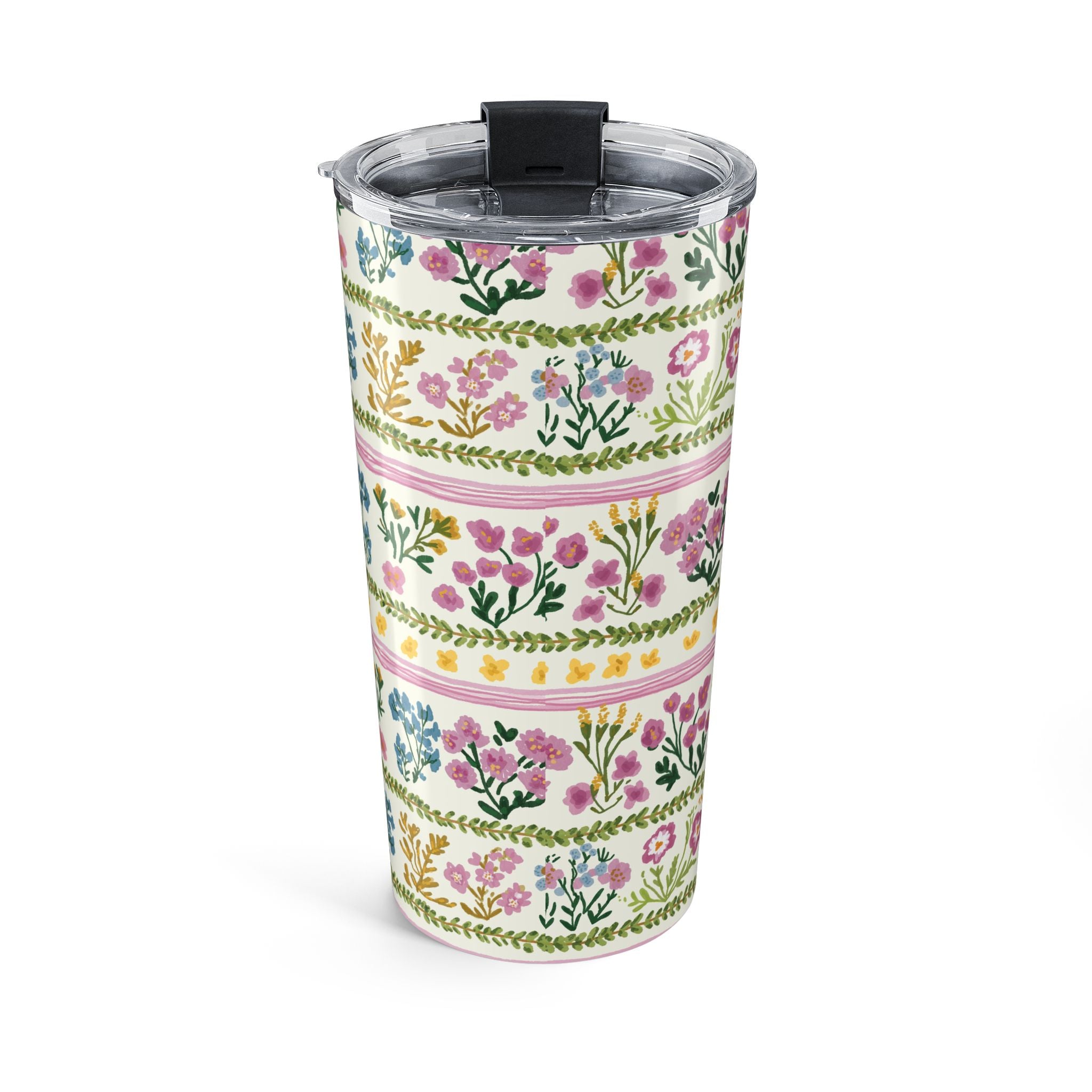 Floral Stripe 20oz Tumbler – Pastel Garden Travel Cup