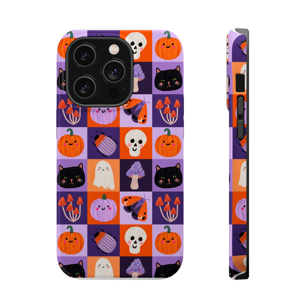 Halloween Pattern Magnetic Impact-Resistant Phone Case — Cute Pumpkins, Cats & Ghosts