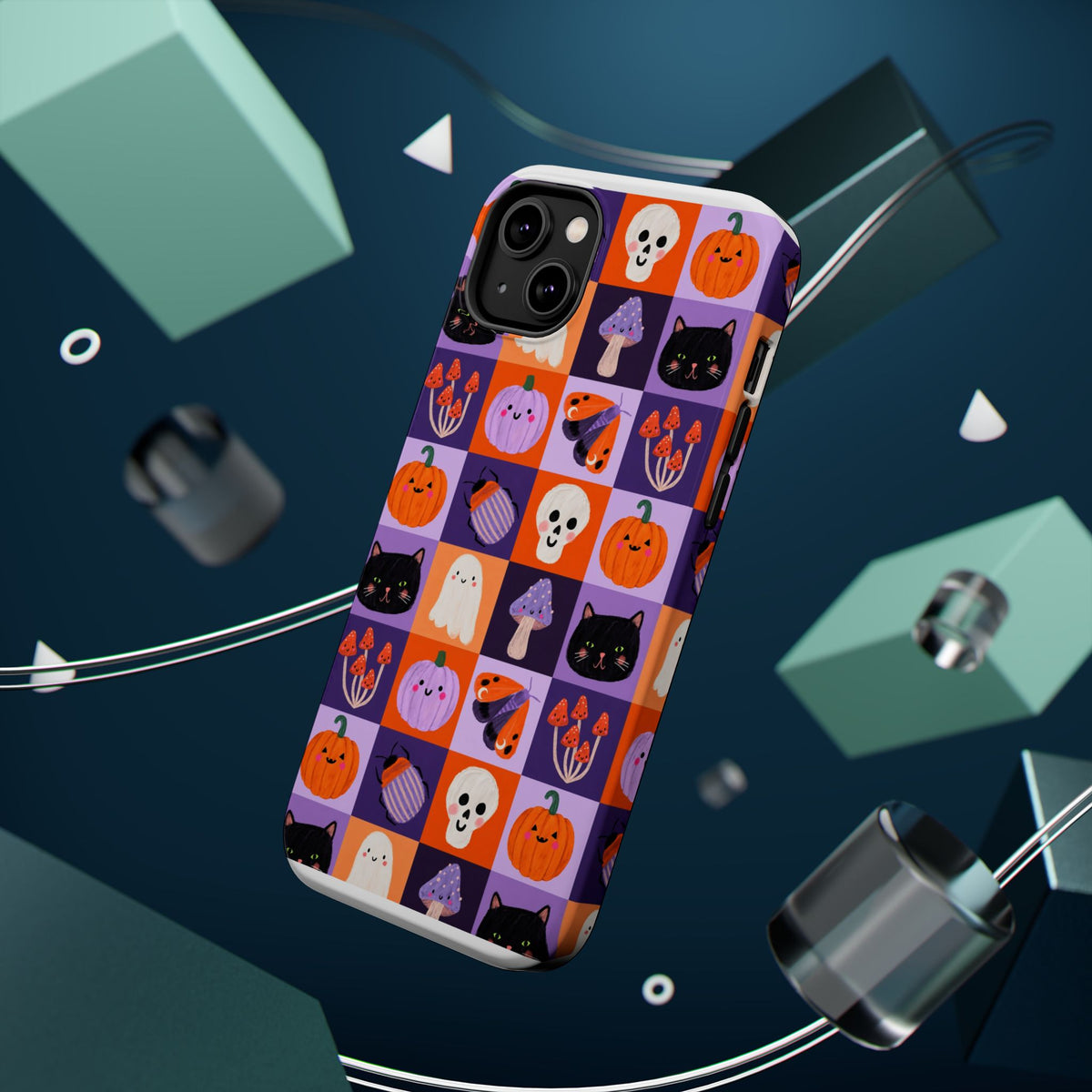 Halloween Pattern Magnetic Impact-Resistant Phone Case — Cute Pumpkins, Cats & Ghosts