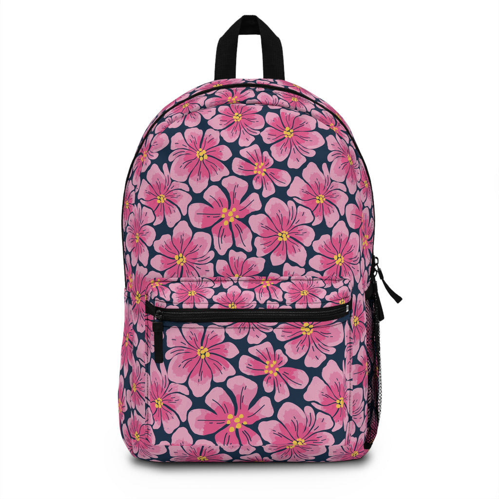 Pink Floral Backpack — Cherry Blossom Pattern School & Travel Bag