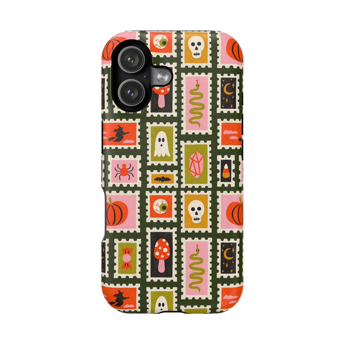 Halloween Stamp Pattern Phone Case — Cute Spooky Icons Magnetic Impact-Resistant Case