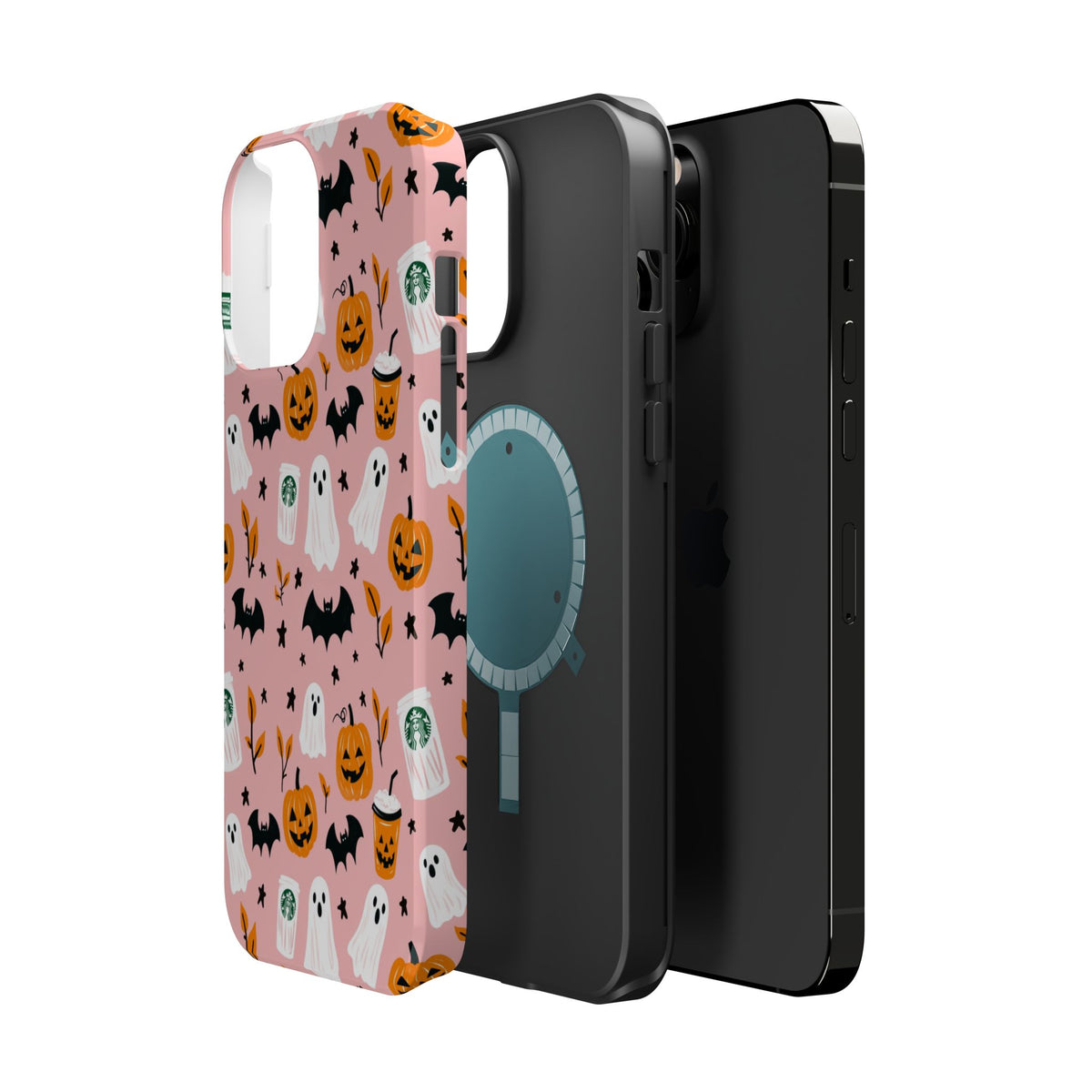 Halloween Cute Pattern Phone Case — Pink Ghosts, Pumpkins & Bats Magnetic Impact-Resistant