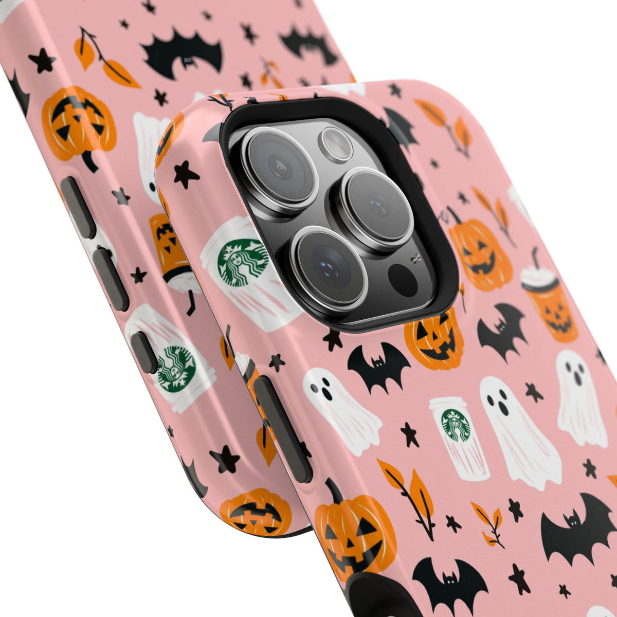 Halloween Cute Pattern Phone Case — Pink Ghosts, Pumpkins & Bats Magnetic Impact-Resistant