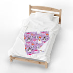 Halloween Dogs Velveteen Plush Blanket — Cute Costume Pups on Purple