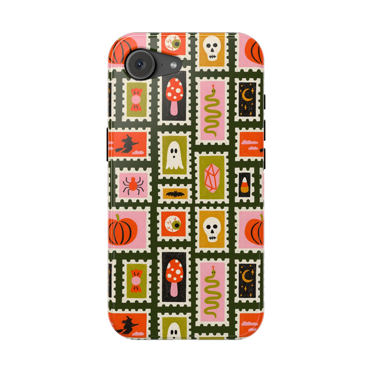 Halloween Stamp Pattern Phone Case — Cute Spooky Icons Magnetic Impact-Resistant Case