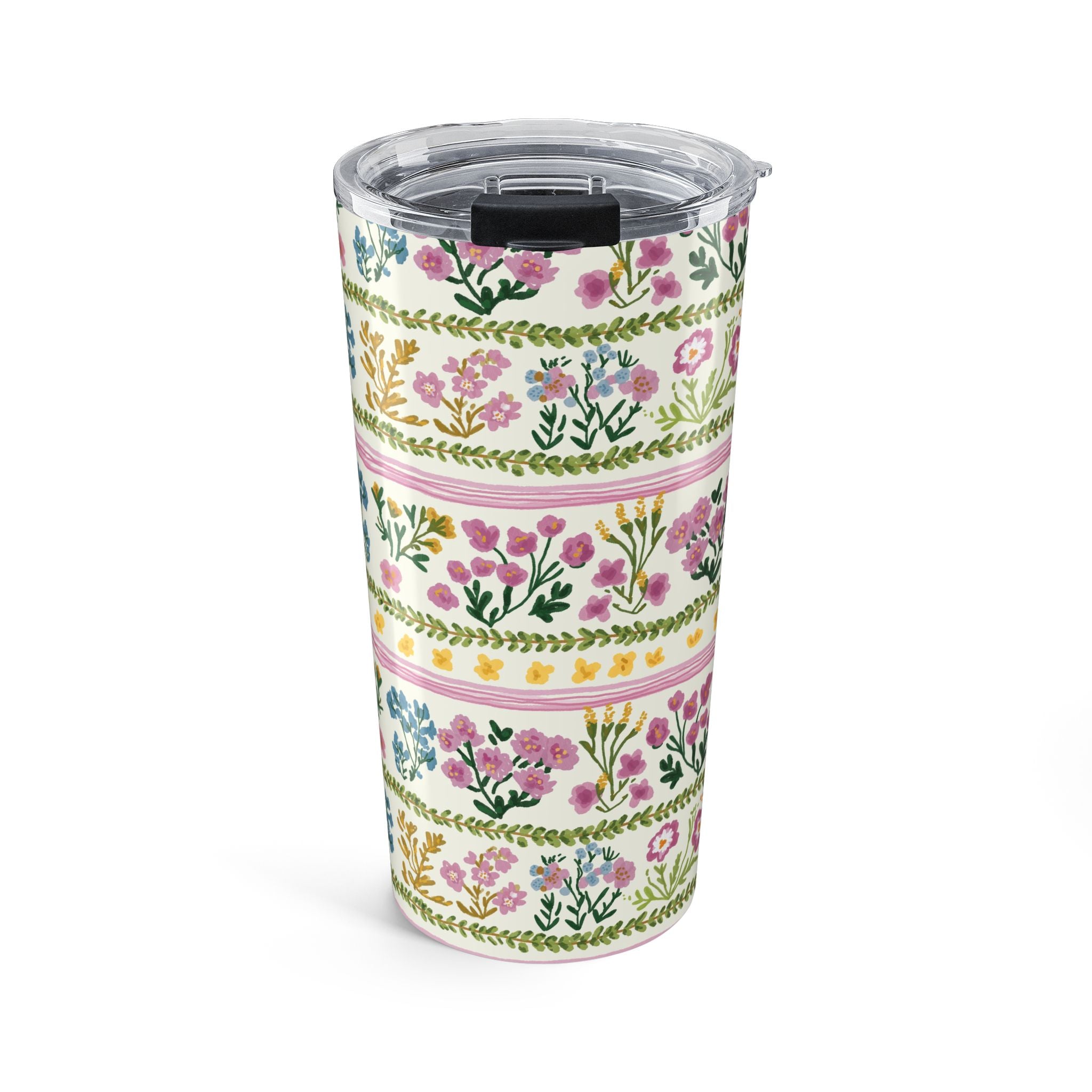 Floral Stripe 20oz Tumbler – Pastel Garden Travel Cup