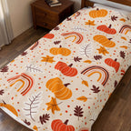 Autumn Pumpkin Rainbow Velveteen Plush Blanket — Cozy Fall Throw
