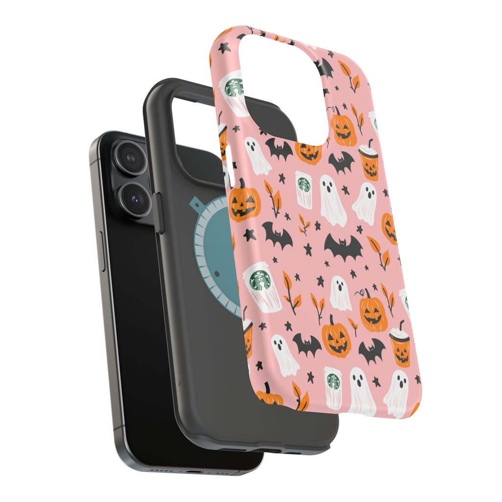 Halloween Cute Pattern Phone Case — Pink Ghosts, Pumpkins & Bats Magnetic Impact-Resistant