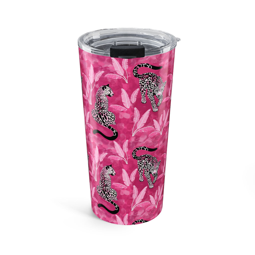 20oz Jaguar Print Tumbler — Pink Floral Insulated Travel Cup