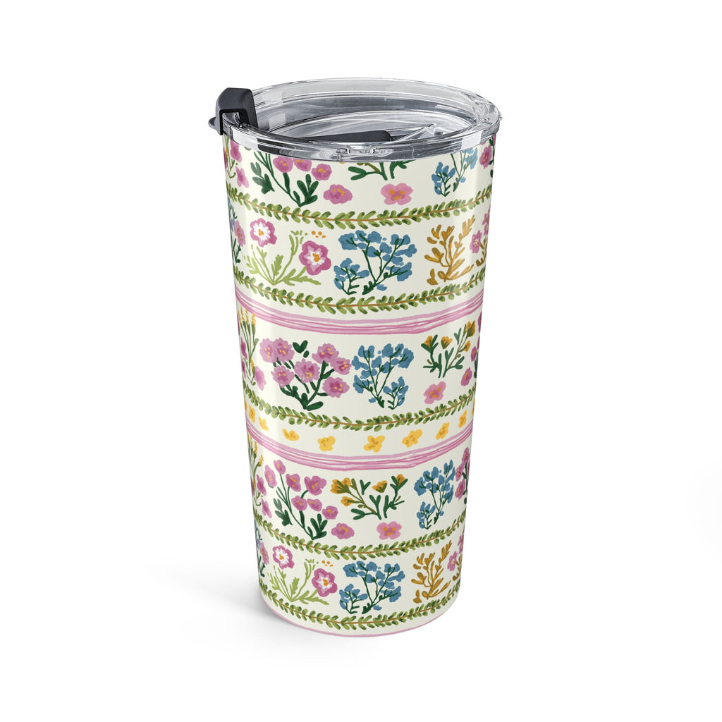 Floral Stripe 20oz Tumbler – Pastel Garden Travel Cup