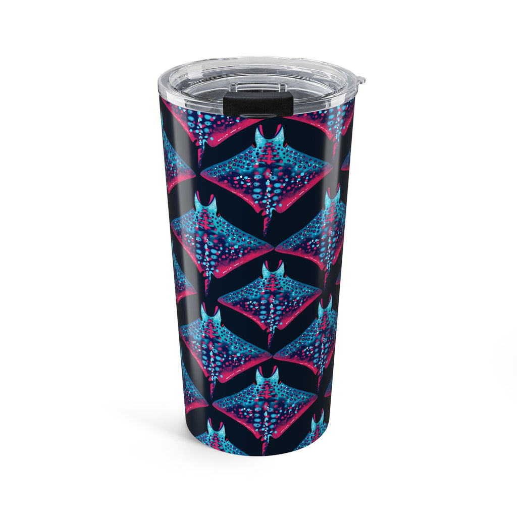 20oz Tumbler — Neon Manta Ray Pattern Stainless Travel Cup
