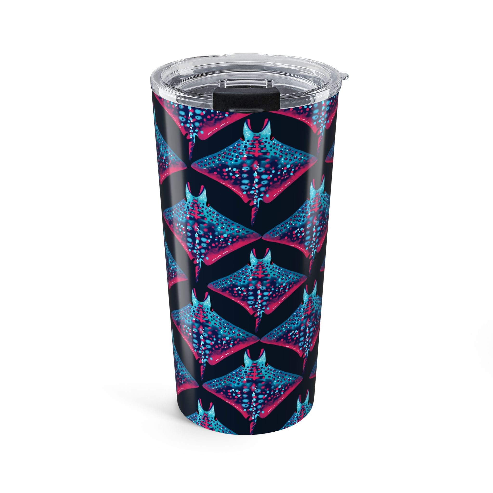 20oz Tumbler — Neon Manta Ray Pattern Stainless Travel Cup