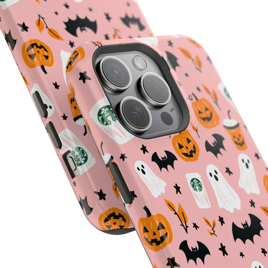 Halloween Cute Pattern Phone Case — Pink Ghosts, Pumpkins & Bats Magnetic Impact-Resistant