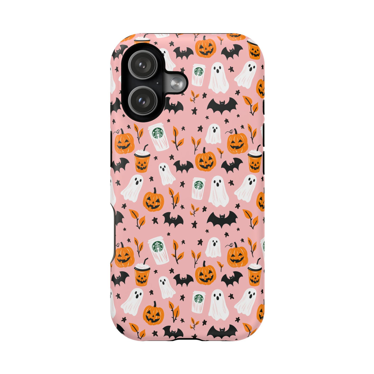 Halloween Ghosts & Pumpkins Magnetic Phone Case — Cute Pink Spooky Pattern